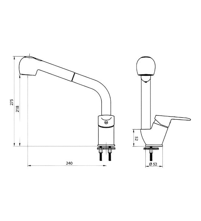 Miscelatore lavello con doccia estraibile completo