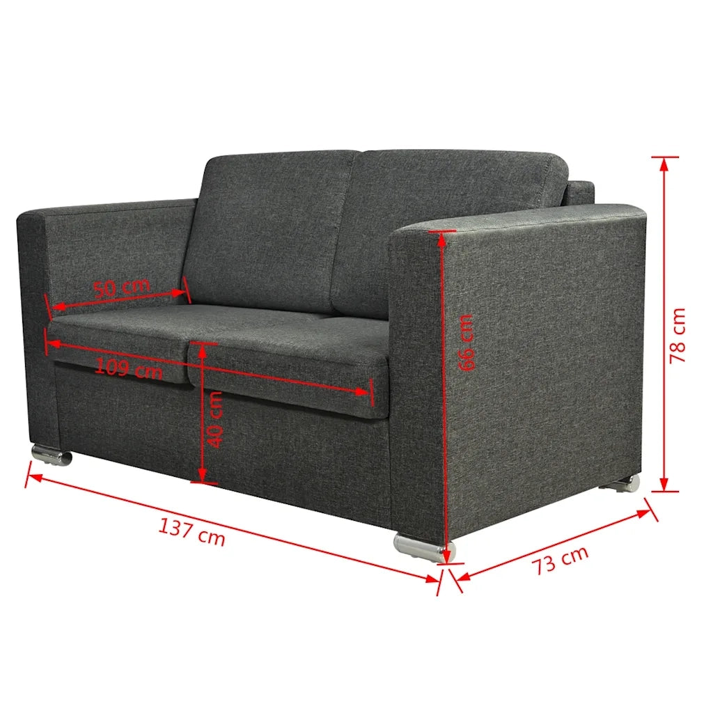 Divano a 2 Posti-Sofa 2 Posti in Tessuto Grigio Scuro 613869