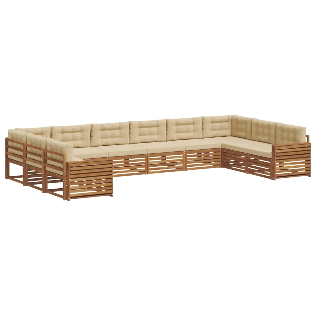 Set divani 7 pcs Naturale e Beige Legno di Acacia Massello 3374218
