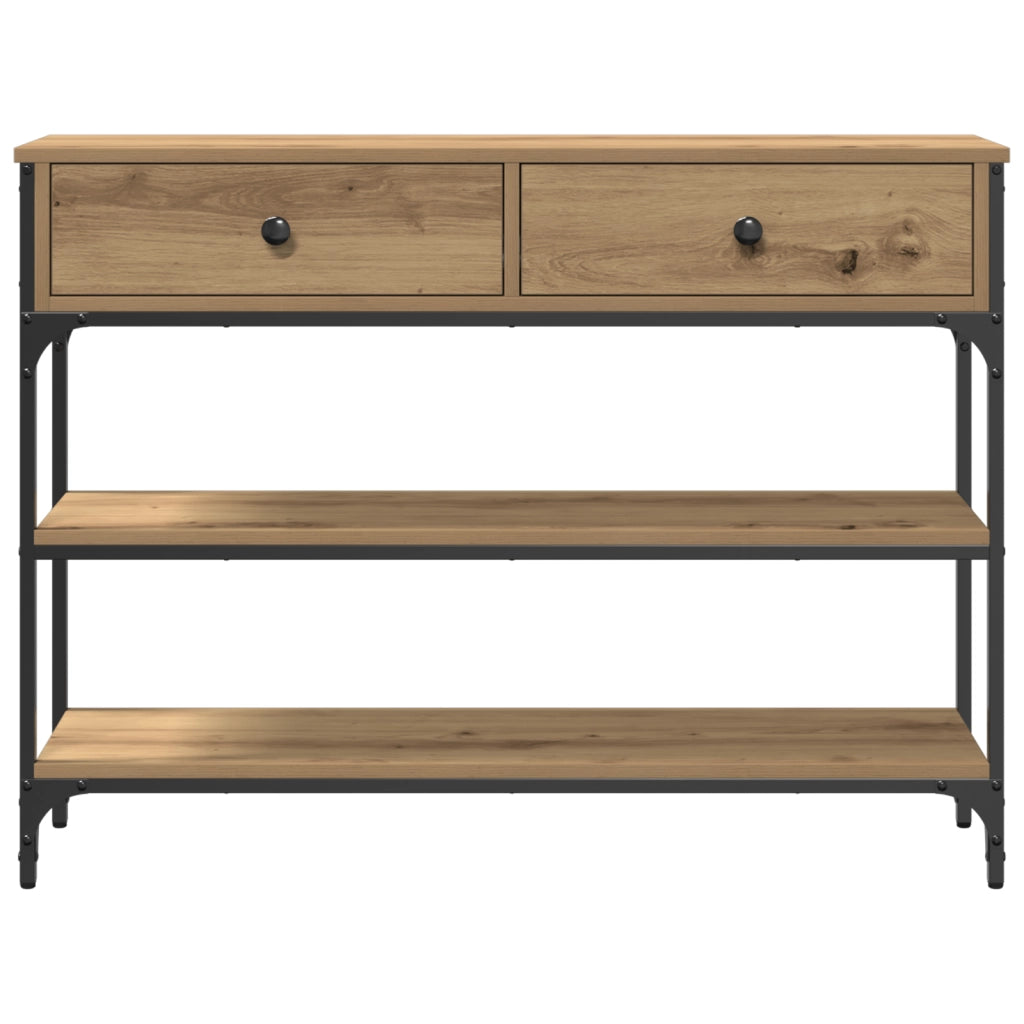 Tavolo Consolle Quercia Artigianale 100x25x75 cm Legno Ingegnerizzato e Acciaio