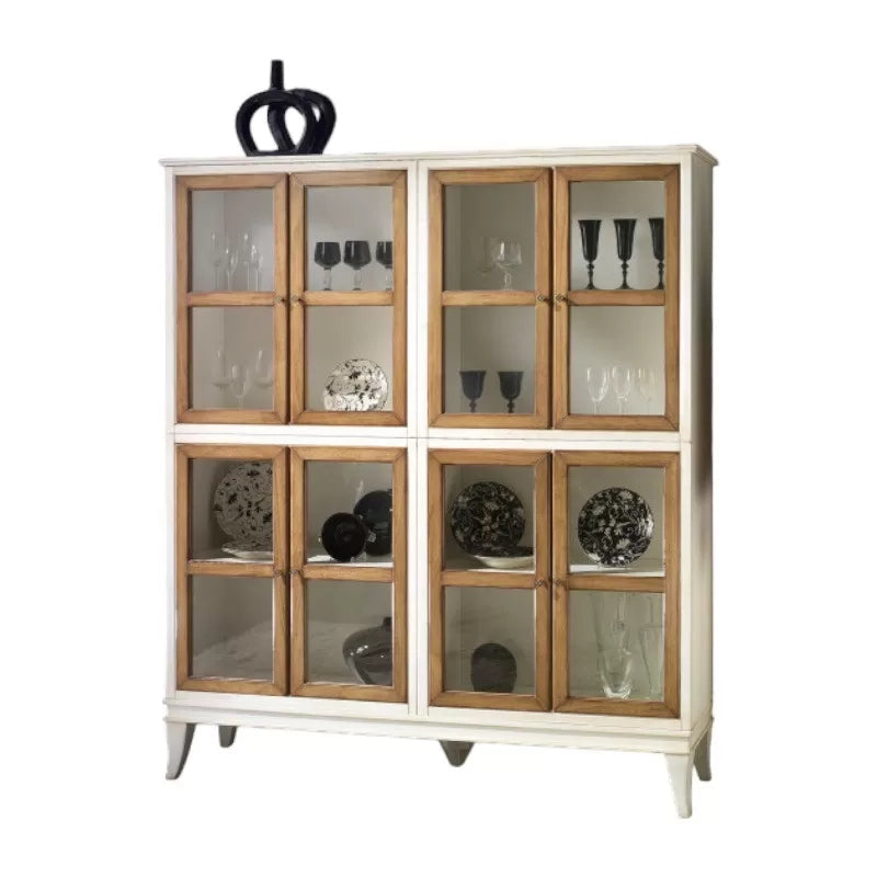 Vetrina classica 8 porte legno shabby bicolore 160x39x184 - Mobili 2G