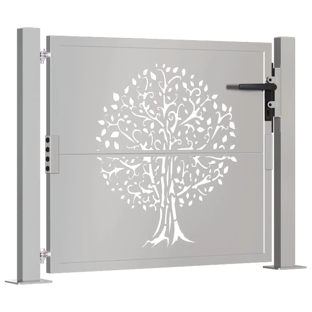 Cancello da giardino 100x100 cm in acciaio Corten con design ad albero 153161