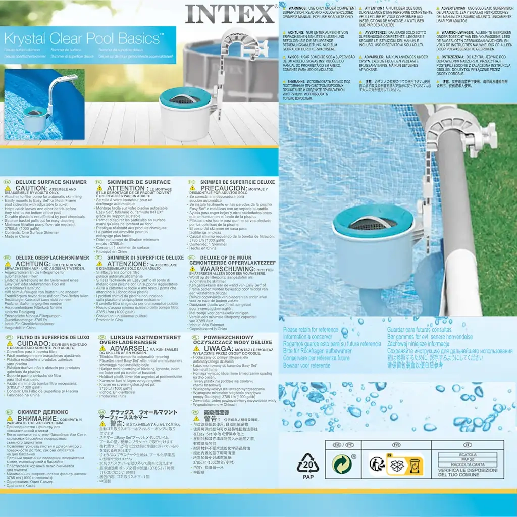 INTEX Skimmer di Superficie con Montaggio a Parete Deluxe 92023