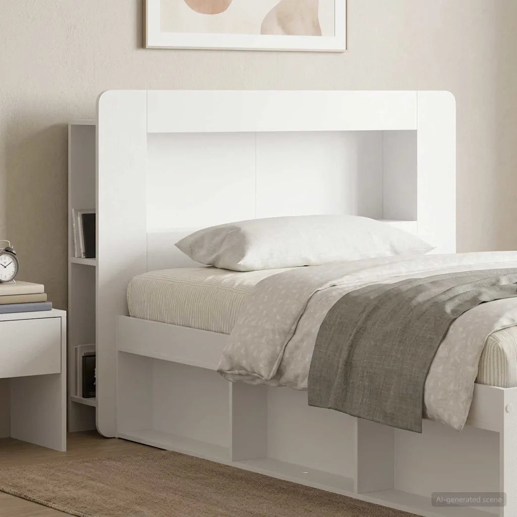 Testata del letto Bianco Lucido Legno ingegnerizzato