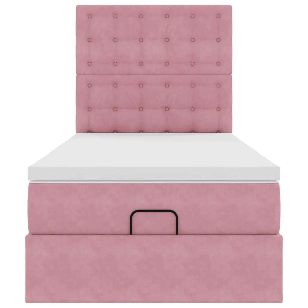 vidaXL Struttura Letto Pouf con Materassi Rosa 80x200 cm Velluto
