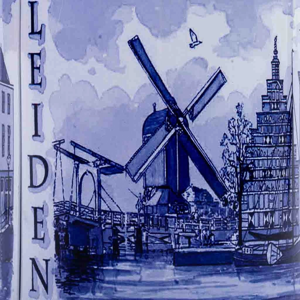 Contenitore in metallo blu e bianco D10x11,5h cm