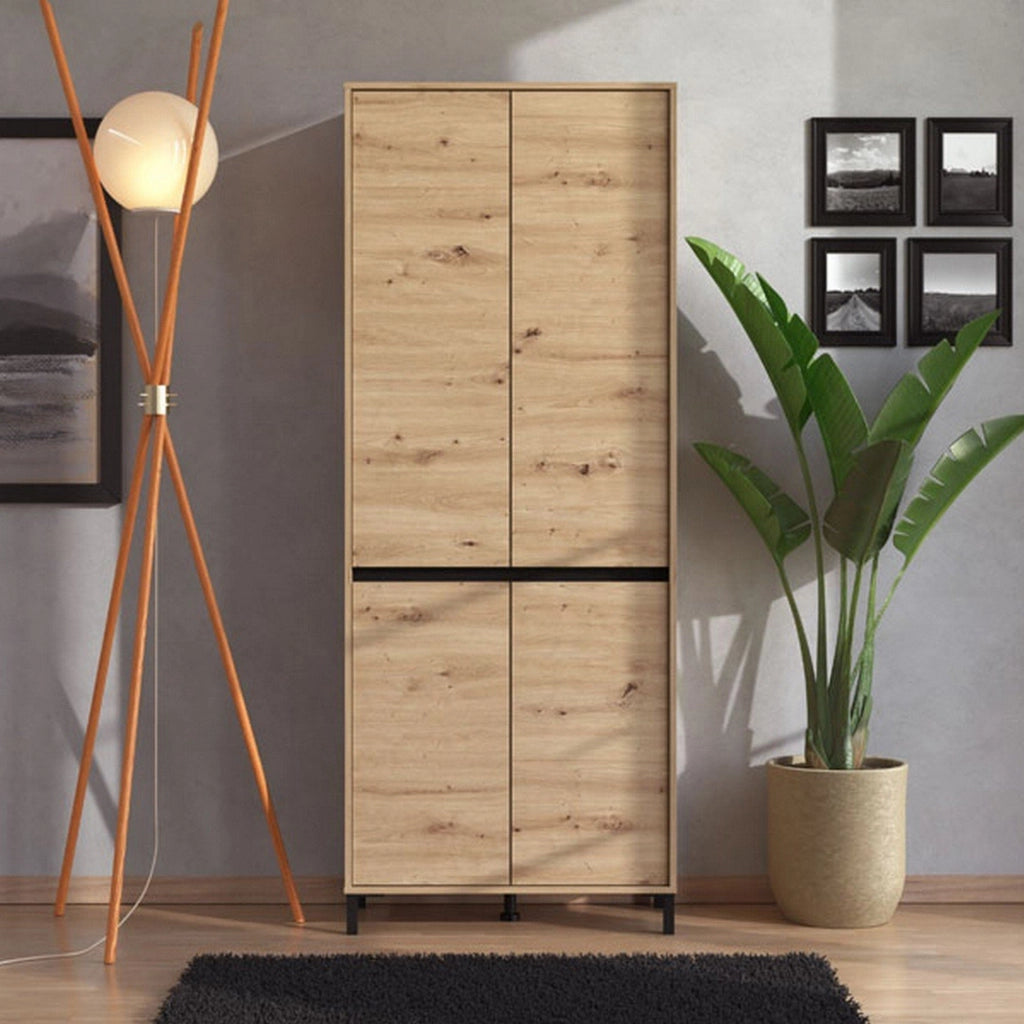 Mobile Portascarpe Peligni, Scarpiera 9 Ripiani, 80x40x205.5h cm Marrone Rovere Nodi