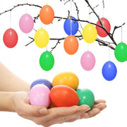 24 uova di Pasqua in plastica da appendere, uova di plastica colorate in poliestere, 6 x 4 cm, uova di plastica per appendere e decorare, uova in poliestere per esterno e interno.