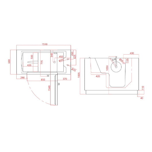 Vasca Compatta con Seduta Anatomica e Porta Sagomata - Goman