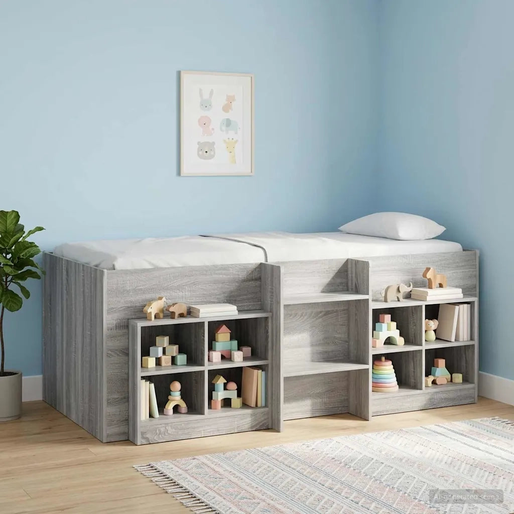 Letto Alto per Bambini 2 pcs Sonoma grigio Legno ingegnerizzato 3422552