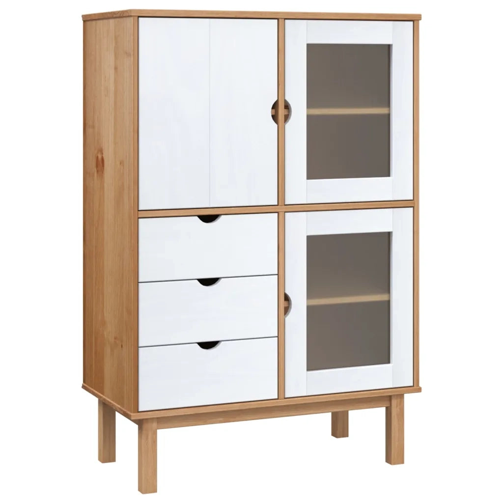 Credenza OTTA Marrone e Bianco 85x43x125 cm in Legno di Pino 351308