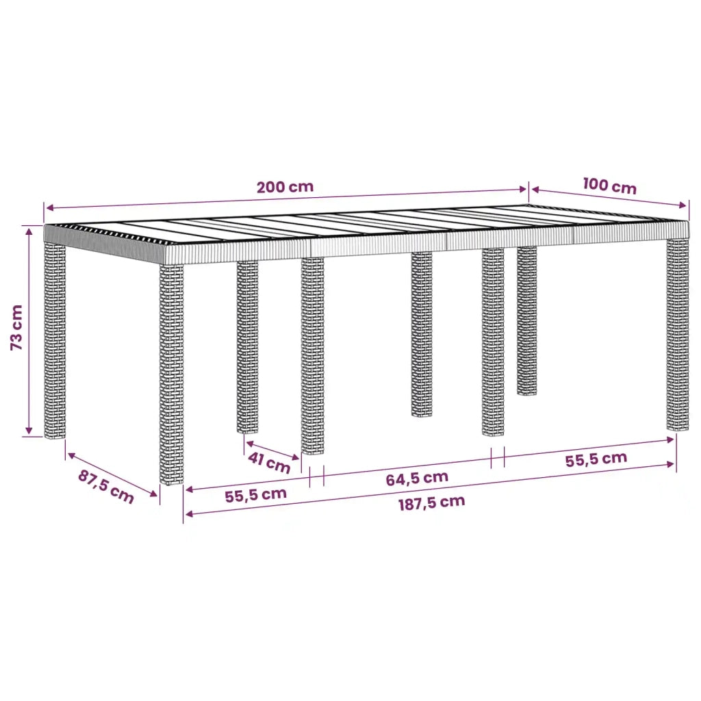 Set da Pranzo per Giardino 9 pz Grigio chiaro e Antracite PP 3430164