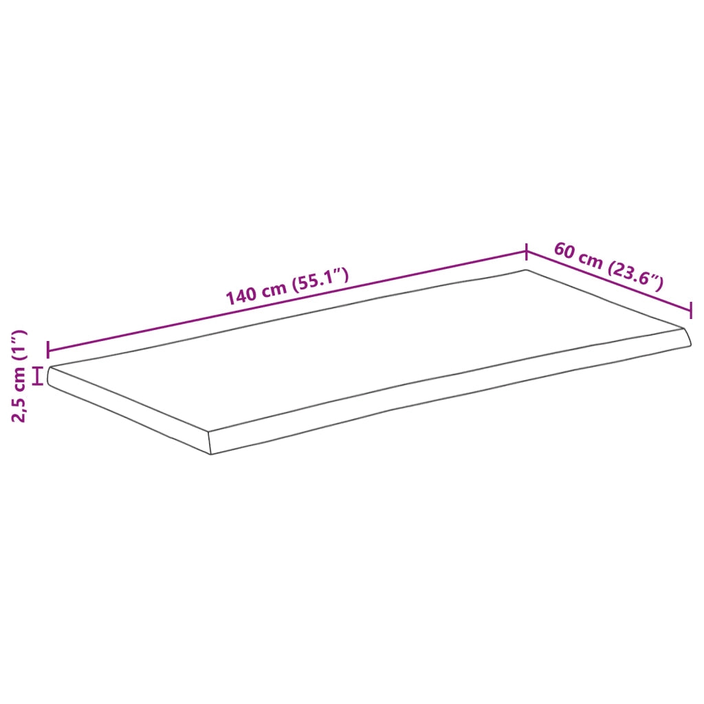 Piano Tavolo Bordi Vivi 140x60x2,5 cm Legno di Mango Grezzo 370673