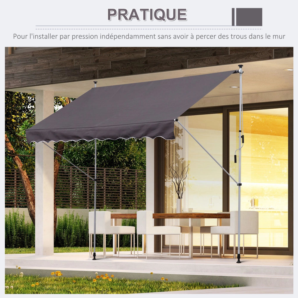 Tenda da sole a scomparsa retrattile ¨C zephmum ¨C 3x1.5 m grigio antracite alluminio poliestere