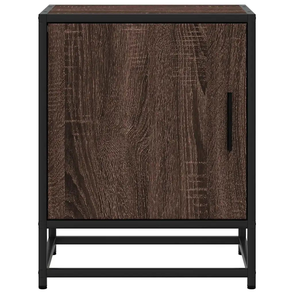 Comodini Rovere Marrone 2 pz Legno Multistrato e Metallo