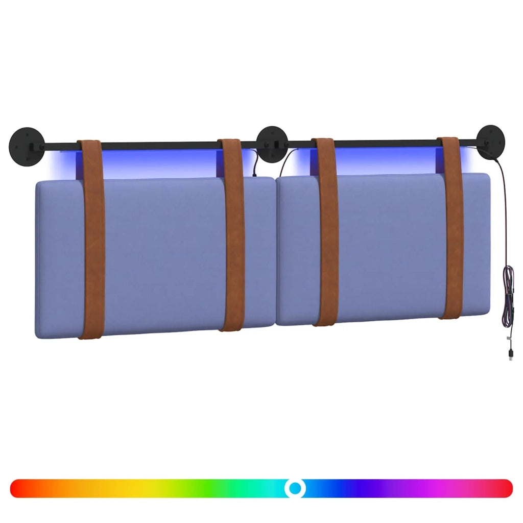 Testiera sospesa Con luce LED Blu jeans PU Antico 3423935