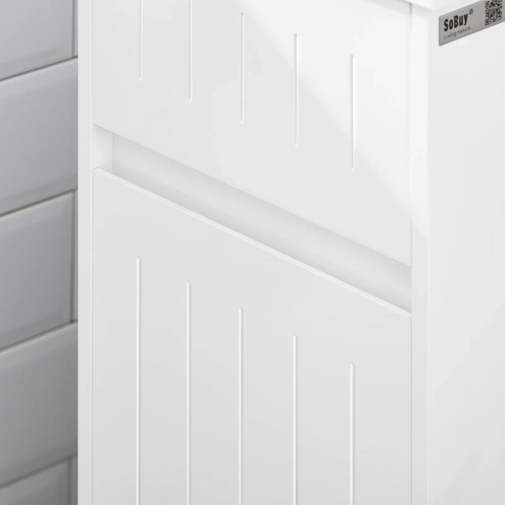 Mobile Alto Mobile A Colonna Bagno Salvaspazio Colonna Bagno Con 2 Armadietti E 1 Vano Aperto 30x30x170cm BZR109-W SoBuy