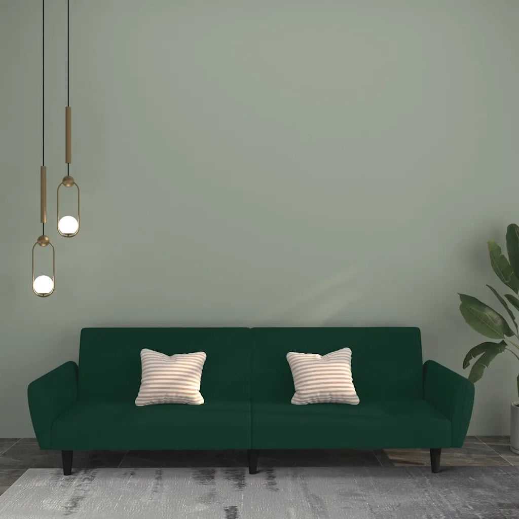 Divano Letto a 2 Posti Verde Scuro in Vellutocod mxl 87501