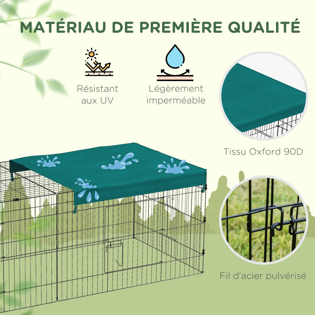 Recinto modulare in acciaio con copertura per conigli roditori animali piccoli 220x85x70 cm ¨C Xylo ¨C Verde