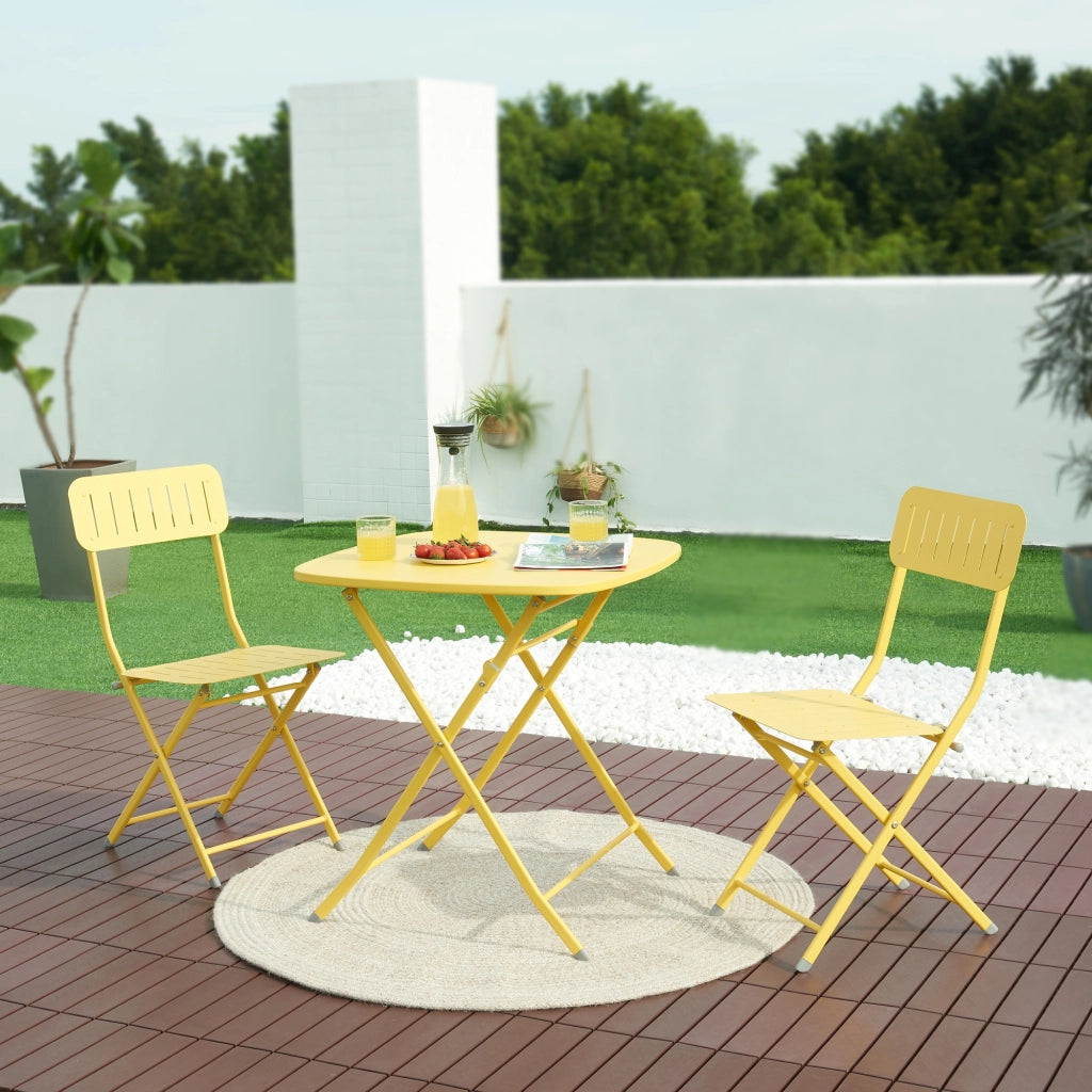 Set Sande di 2 Sedie Pieghevoli - Giallo [en.casa]