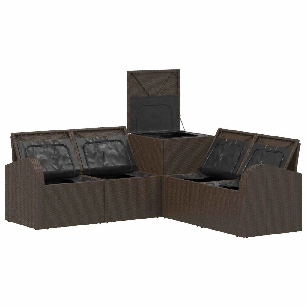 Set di divani 5 pz Marrone e Bianco Crema 3447776