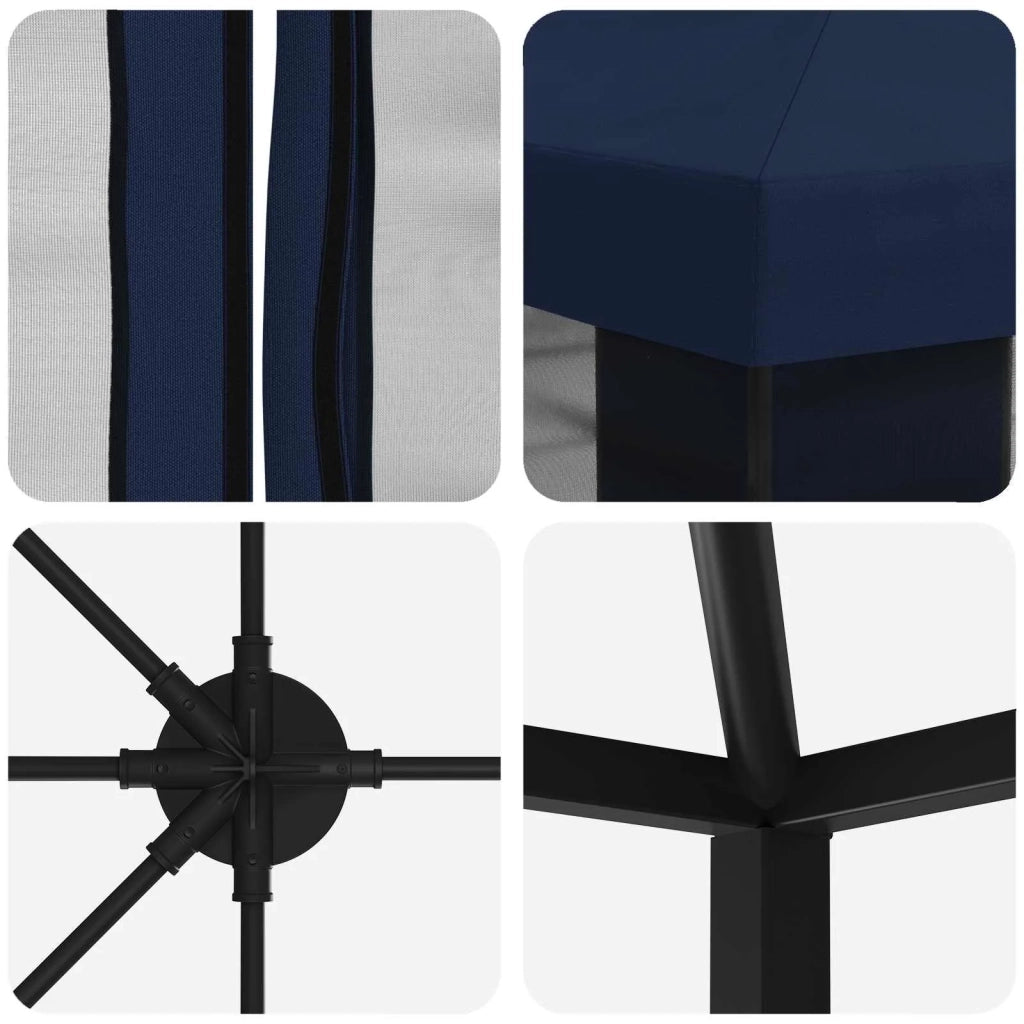 Gazebo con pareti laterali 6 x 3 m Blu Poliestere e Acciaio 190 3376025