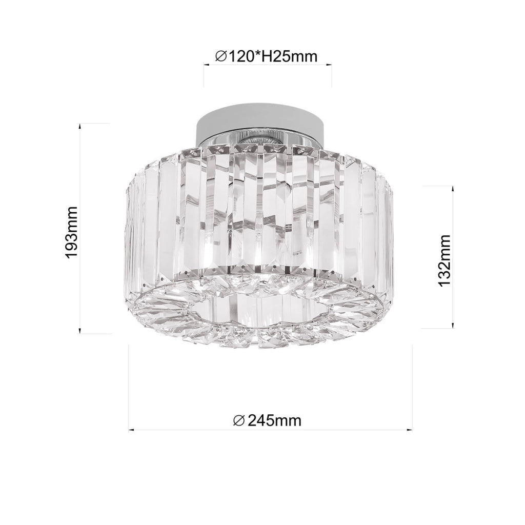 Plafoniera Vetro glamour vetro tonda cromata E27 Light Prestige