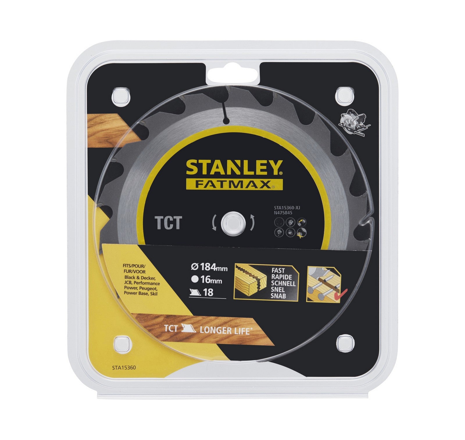 piranha/stanley sta15360 (x15360) lama circolare hi-tech tct mm.184x16 18 denti cod:ferx.45983
