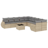 Set Divani da Giardino 11 pz con Cuscini Beige in Polyrattan 3221918