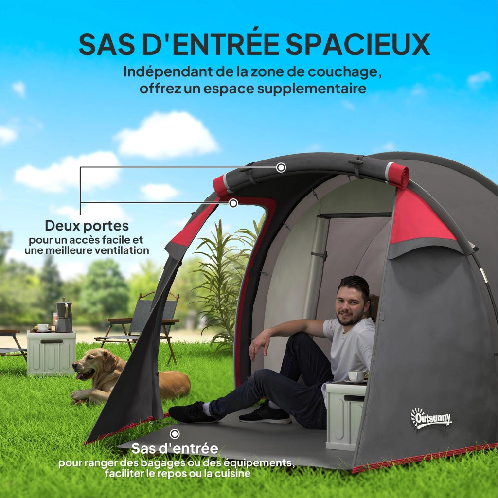 Tenda da campeggio familiare 2-3 persone ¨C zephmum ¨C Grigio/Rosa 4.26x2.06x1.54 m