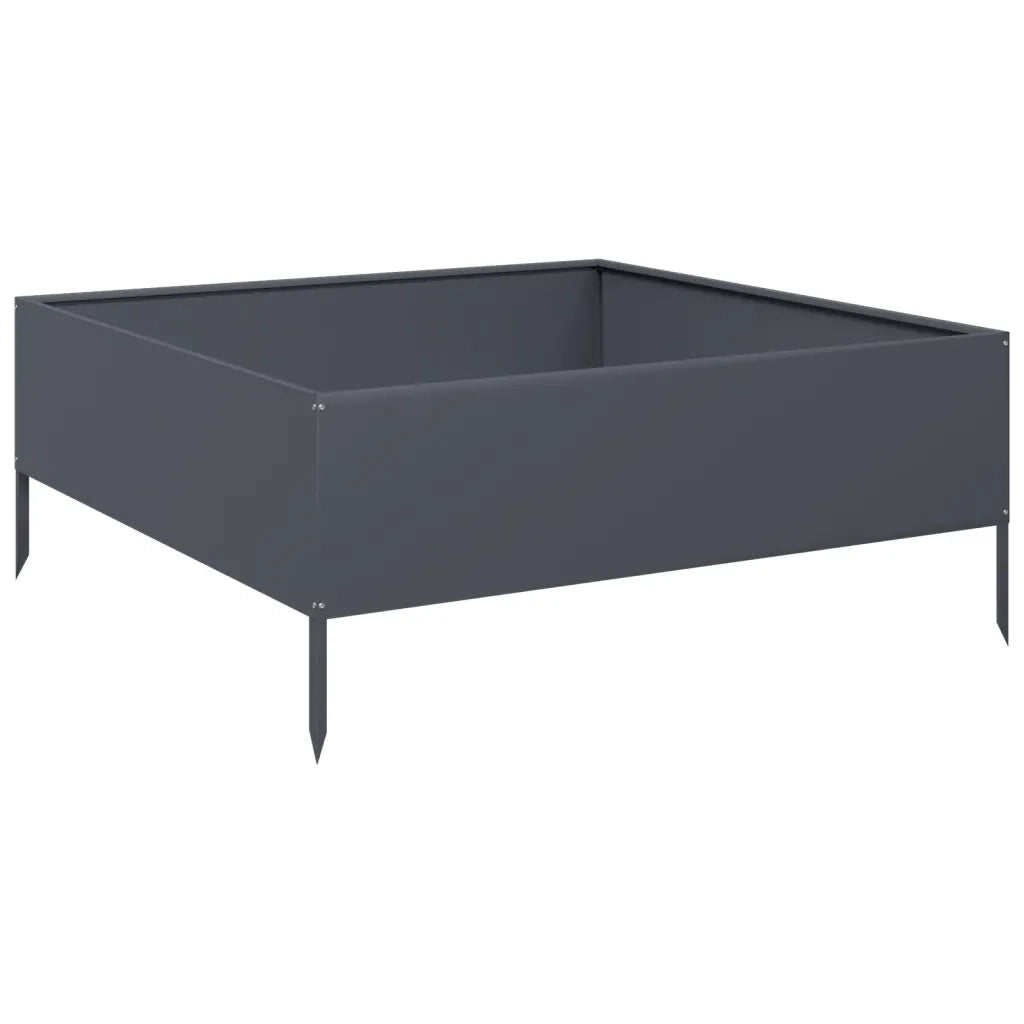 Fioriera Rialzata da Giardino-Vaso da Esterno-Fioriera Elevata Antracite 100x100x25 cm Acciaio
