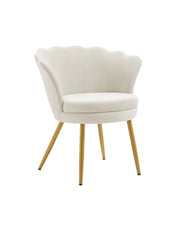 Poltrona Conchiglia Camera da Letto in Velluto Design Moderno Maddina Beige