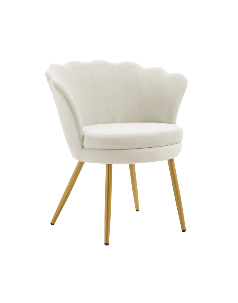 Poltrona Conchiglia Camera da Letto in Velluto Design Moderno Maddina Beige