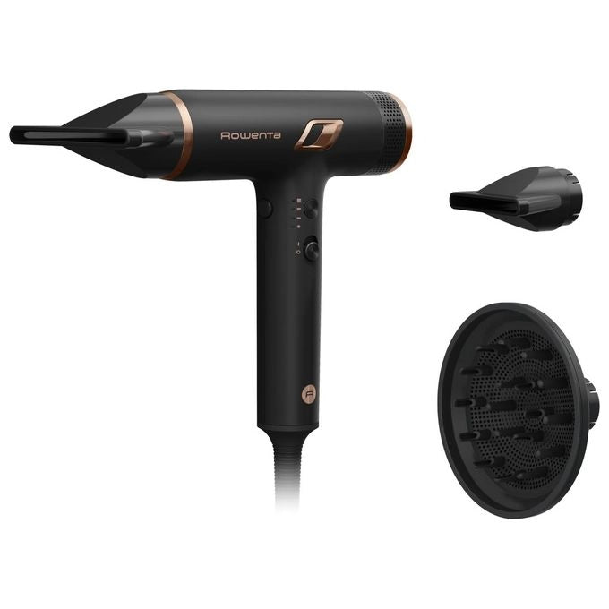 Rowenta Nano Asciugacapelli Brushless Compatto ad Alta Velocità, Boost di Ioni Antistatici e Sensore di Temperatura per Capelli Setosi e Luminosi, 3 Impostazioni di Velocità/Temperatura, HY8310