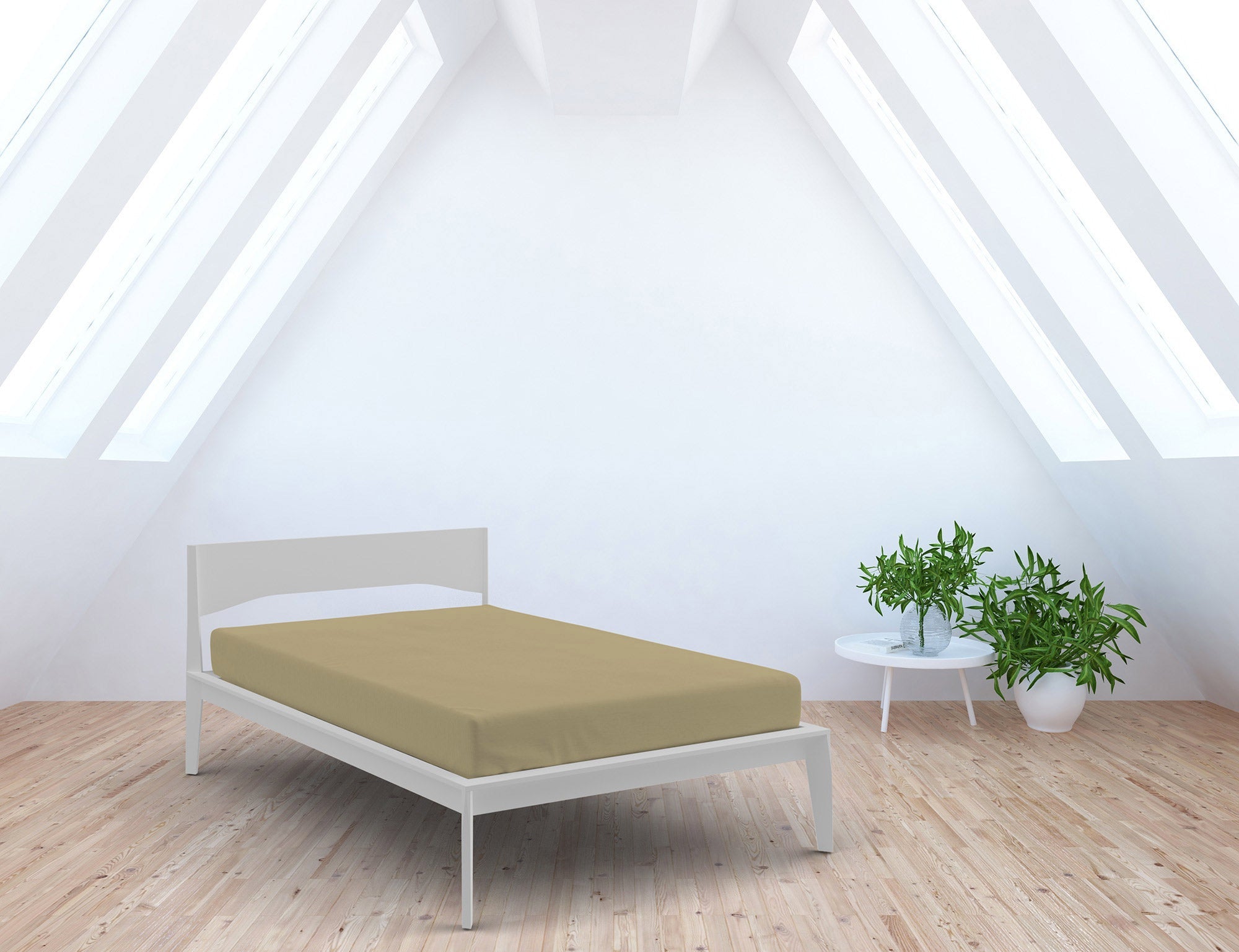 Lenzuolo Sotto Singolo con Angoli ed Elastico Tinta Unita Panna