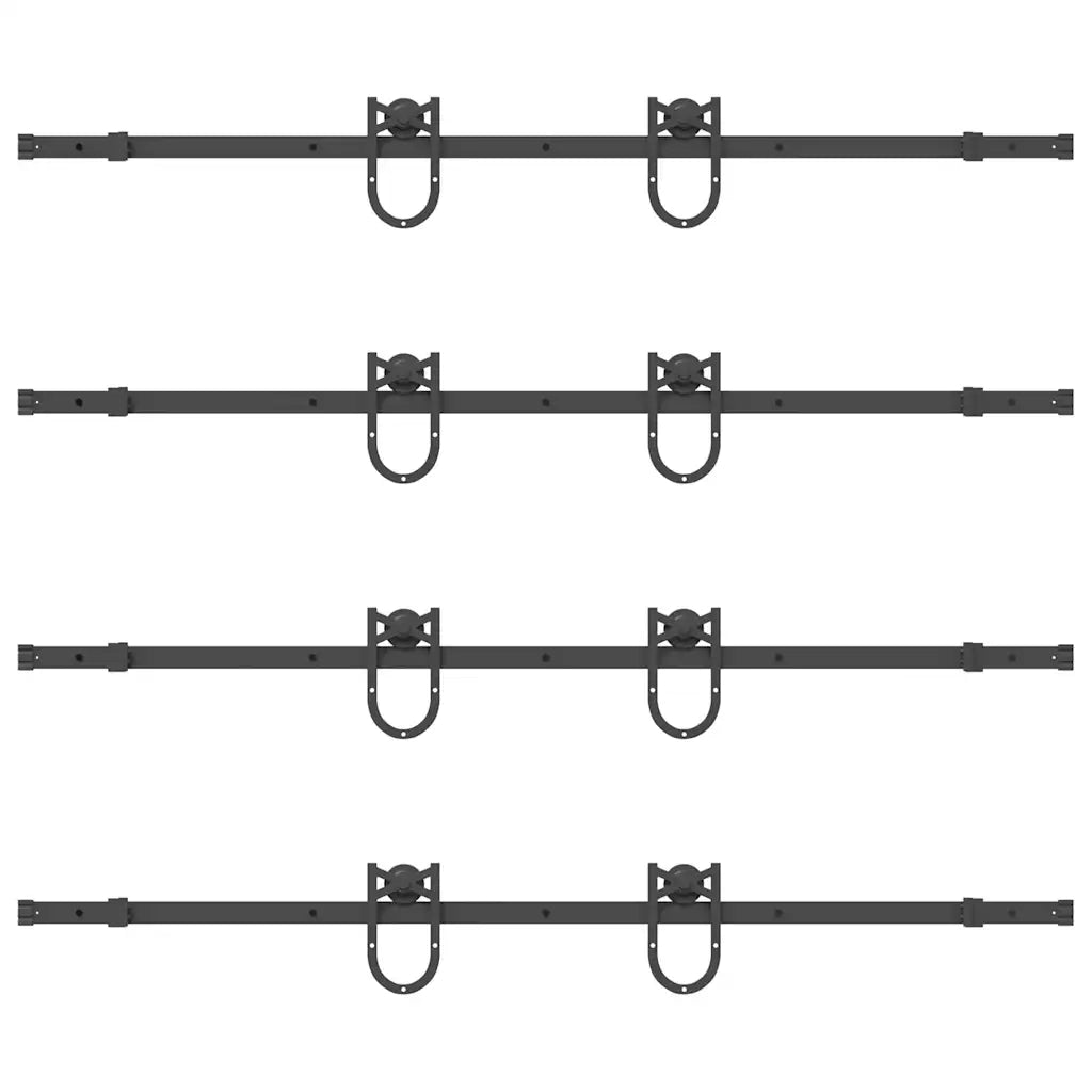 Kit di Binari per Porte Scorrevoli 366 cm Acciaio Nero
