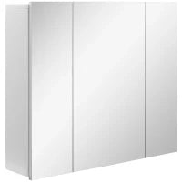 kleankin Armadietto Bagno con 3 Ante Specchiate e Ripiani Regolabili, 70x15x60cm, Bianco
