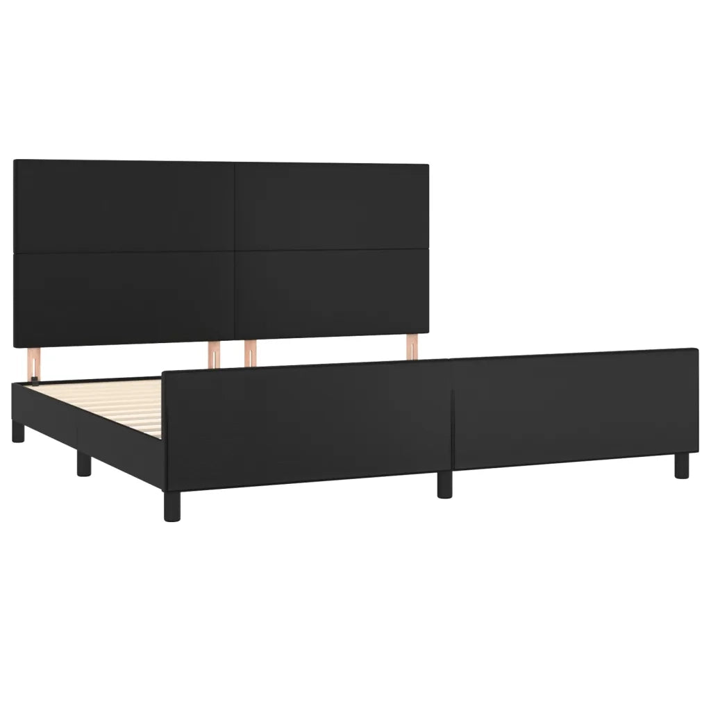 Giroletto con Testiera Nero 200x200 cm in Similpelle 3125469