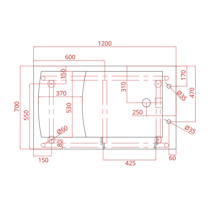 Vasca Erika con porta a destra e seduta a sinistra - Goman
