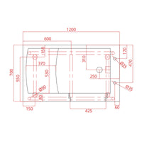 Vasca Erika con porta a destra e seduta a sinistra - Goman