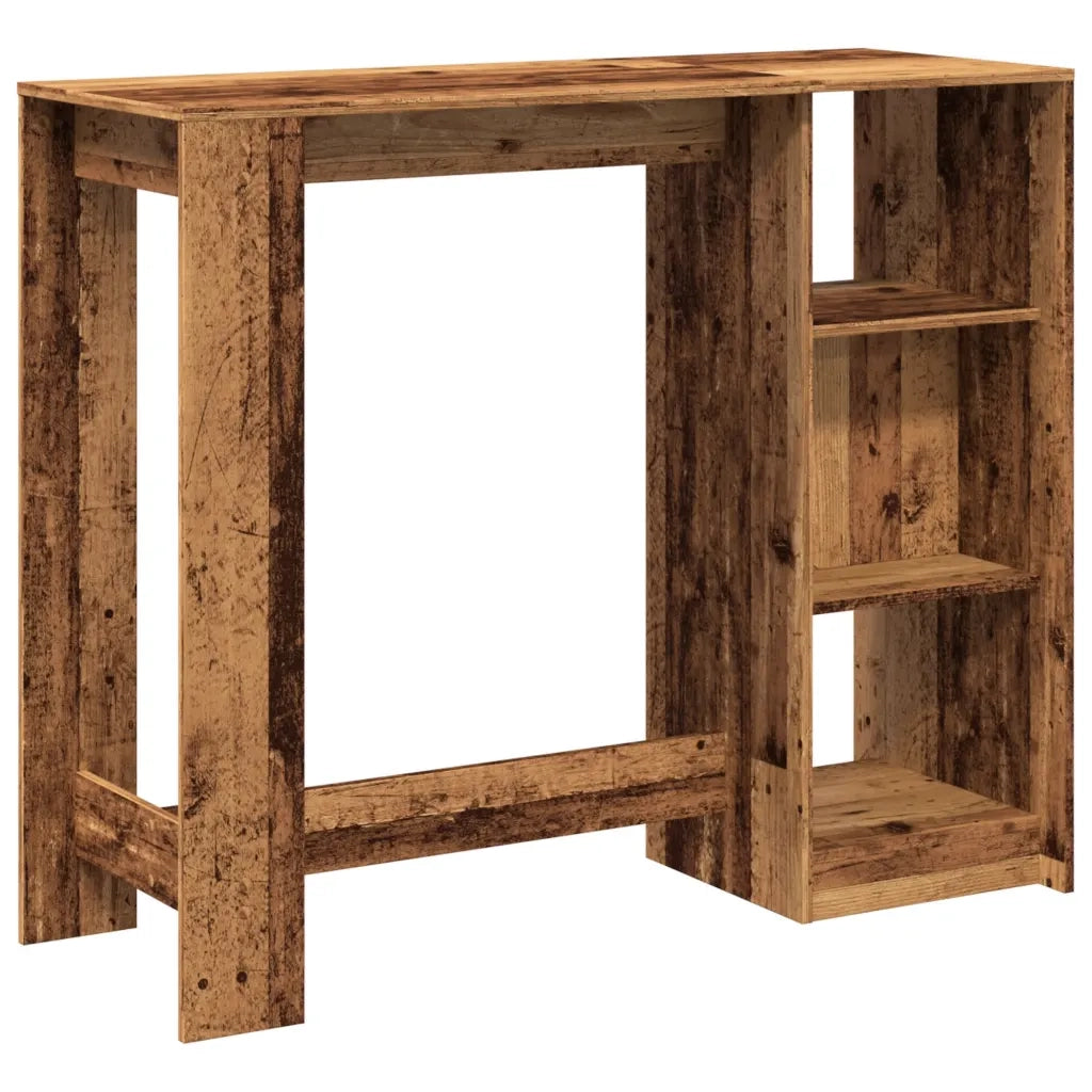 Tavolo Bar con Ripiano Legno Antico 124x46x103,5 cm Multistrato