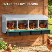 Chicken Nesting Box With 4 Compartments, Wall-mounted, Galvanized Steel