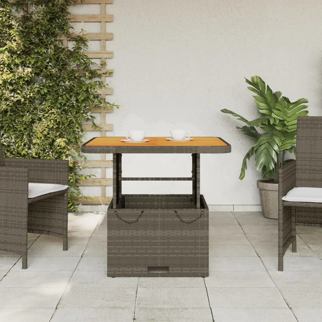 Tavolo Giardino Grigio 80x80x71 cm in Polyrattan e Legno Acacia 368270