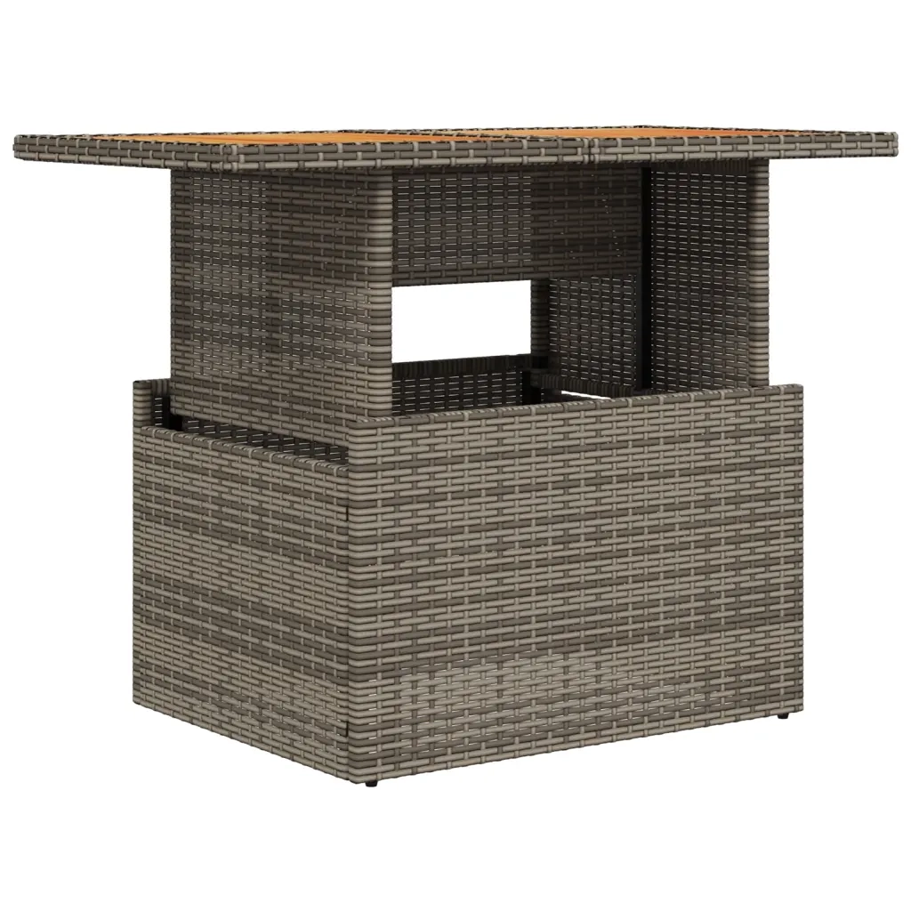 Tavolo Giardino | Tavolino da esterno Grigio 100x55x73 cm Polyrattan e Legno Acacia