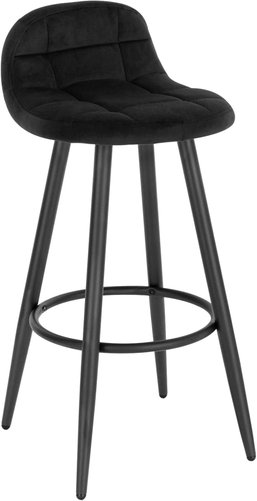 WOLTU Sgabello da Bar Moderno, Sedia Alta da Cucina con Schienale e Poggiapiedi, Seduta Imbottita, Sgabello in Velluto e Metallo, Altezza Seduta 70cm, Grigio Scuro BH364dgr-1