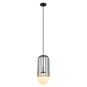 Lampada a sospensione Italux Matty nera vetro E27 Ø15cm