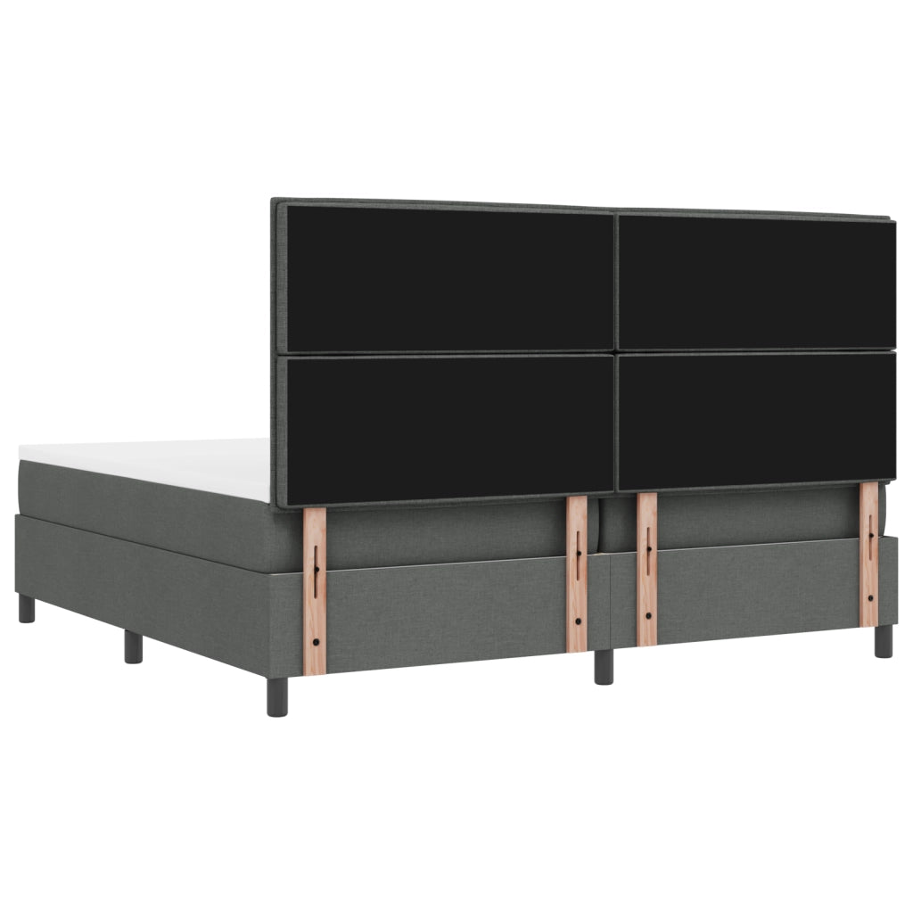 Letto con box spring e materasso grigio scuro 200x200 cm in tessuto