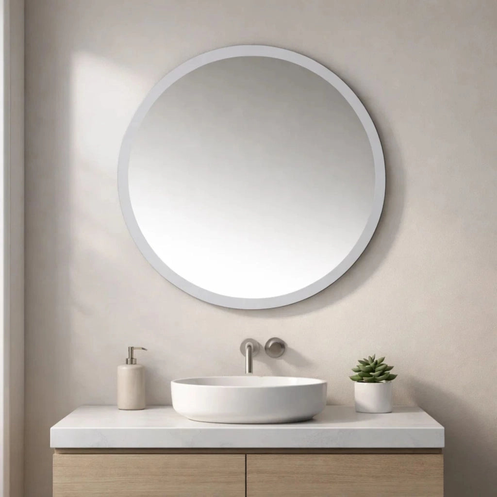 Specchio da bagno forma tonda jonas in artificial stone bianco opaco *** confezione 1