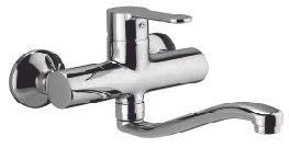 Miscelatore Lavello a Muro serie Blu con canna tubo serpente  cromato