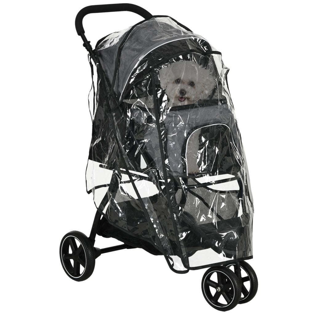 Carrello per animali domestici pieghevole ¨C zephmum ¨C Grigio e nero 83x55x101 cm